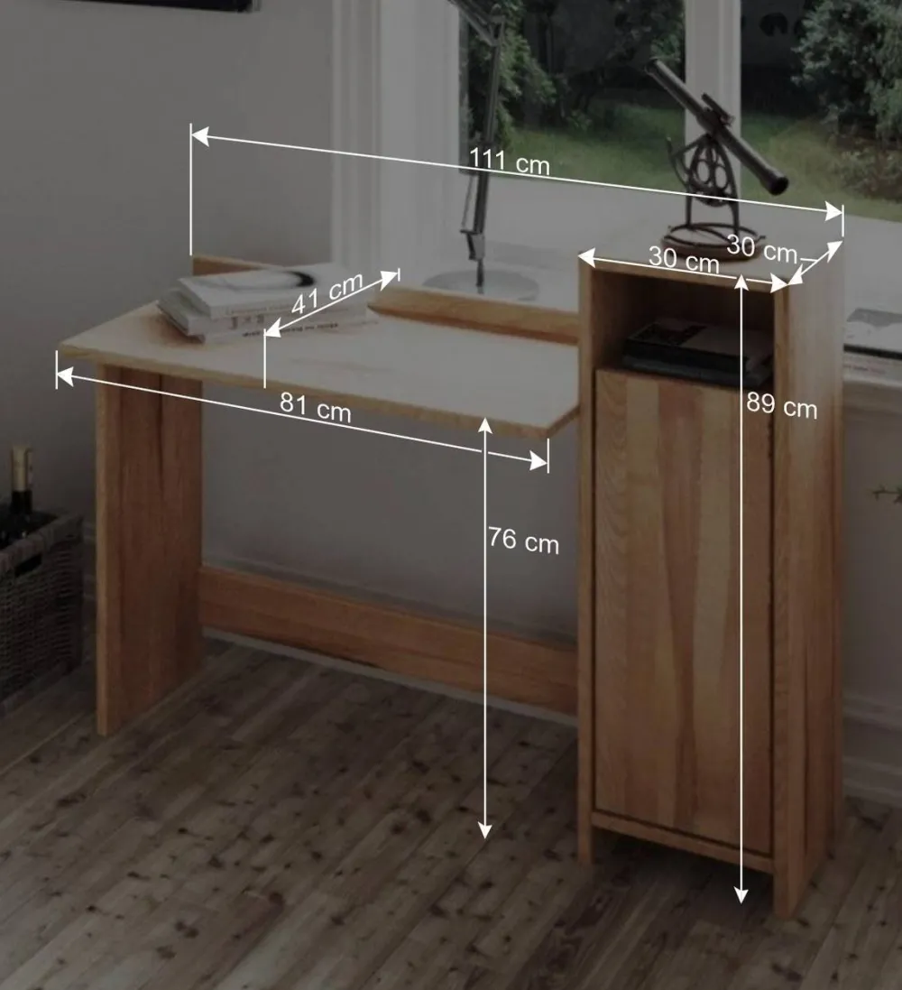 Wohnen Designermöbel|Bürotische*Massivholz Schreibtisch Salomonia mit Schrank