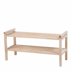 Wohnen Schuhschränke*Massivholz Schuhregal in Eiche White Wash - Vaxos