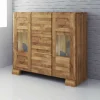 Wohnen Massivholz Sideboard Vaskov aus Wildeiche geölt Glas