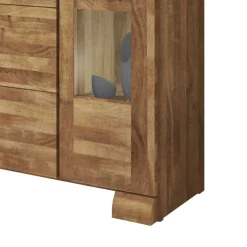 Wohnen Massivholz Sideboard Vaskov aus Wildeiche geölt Glas