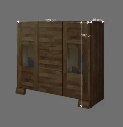 Wohnen Massivholz Sideboard Vaskov aus Wildeiche geölt Glas