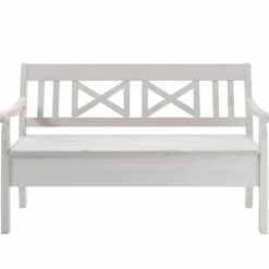 Wohnen Küchenbänke|Esszimmerbänke*Massivholz Sitzbank Onesti aus Kiefer Weiß