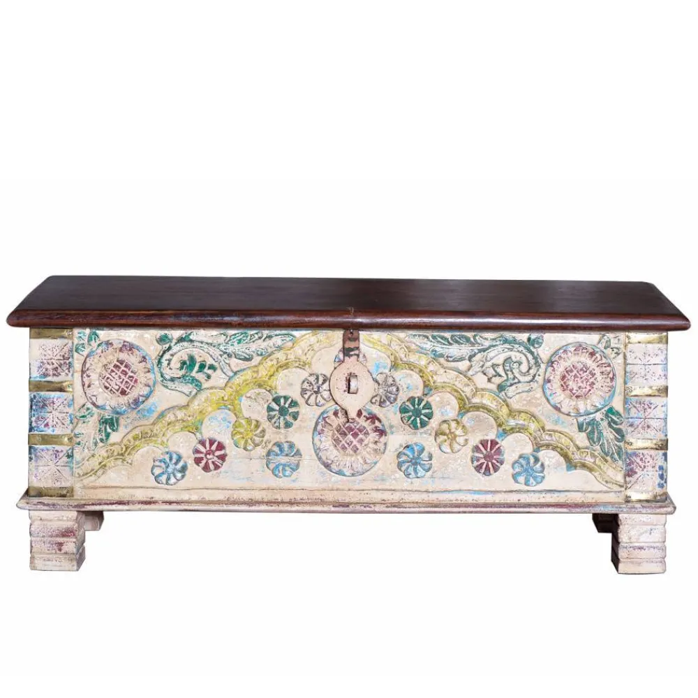 Wohnen Boho Style Möbel|Holztruhen*Massivholz Truhe im Boho Style - Akeno