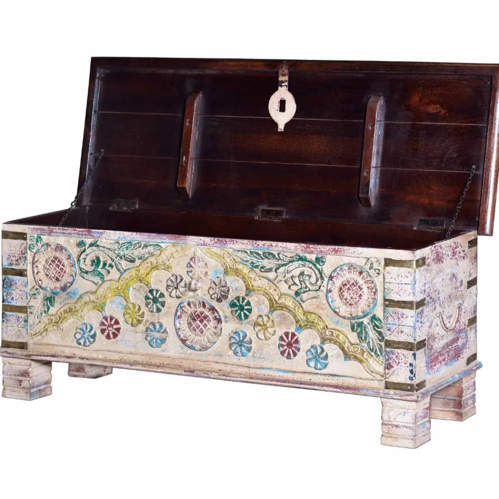 Wohnen Boho Style Möbel|Holztruhen*Massivholz Truhe im Boho Style - Akeno