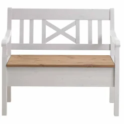 Wohnen Schuhschränke|Küchenbänke*Massivholz Truhenbank Lugon aus Kiefer Weiß Braun