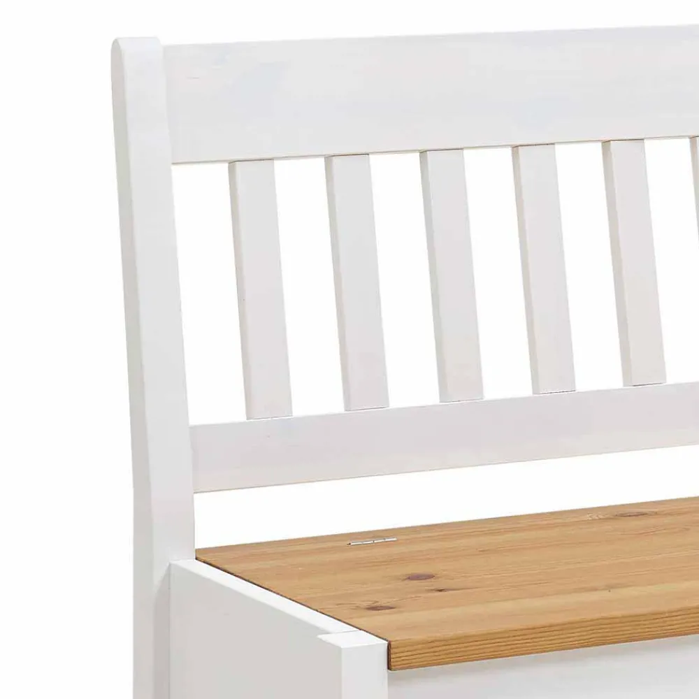 Wohnen Massivholz Truhenbank Molzau in Weiß