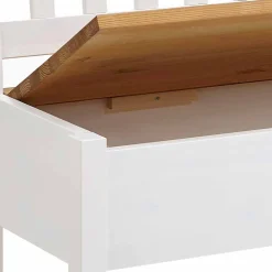 Wohnen Massivholz Truhenbank Molzau in Weiß