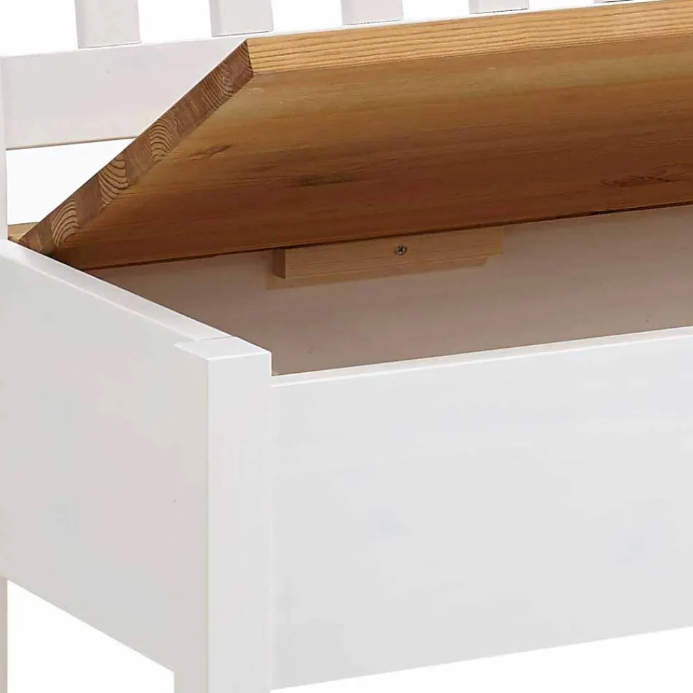 Wohnen Massivholz Truhenbank Molzau in Weiß