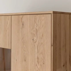 Wohnen Esszimmerschränke|Highboards*Massivholz Vitrine in Eiche mit Schwarz - Eribella