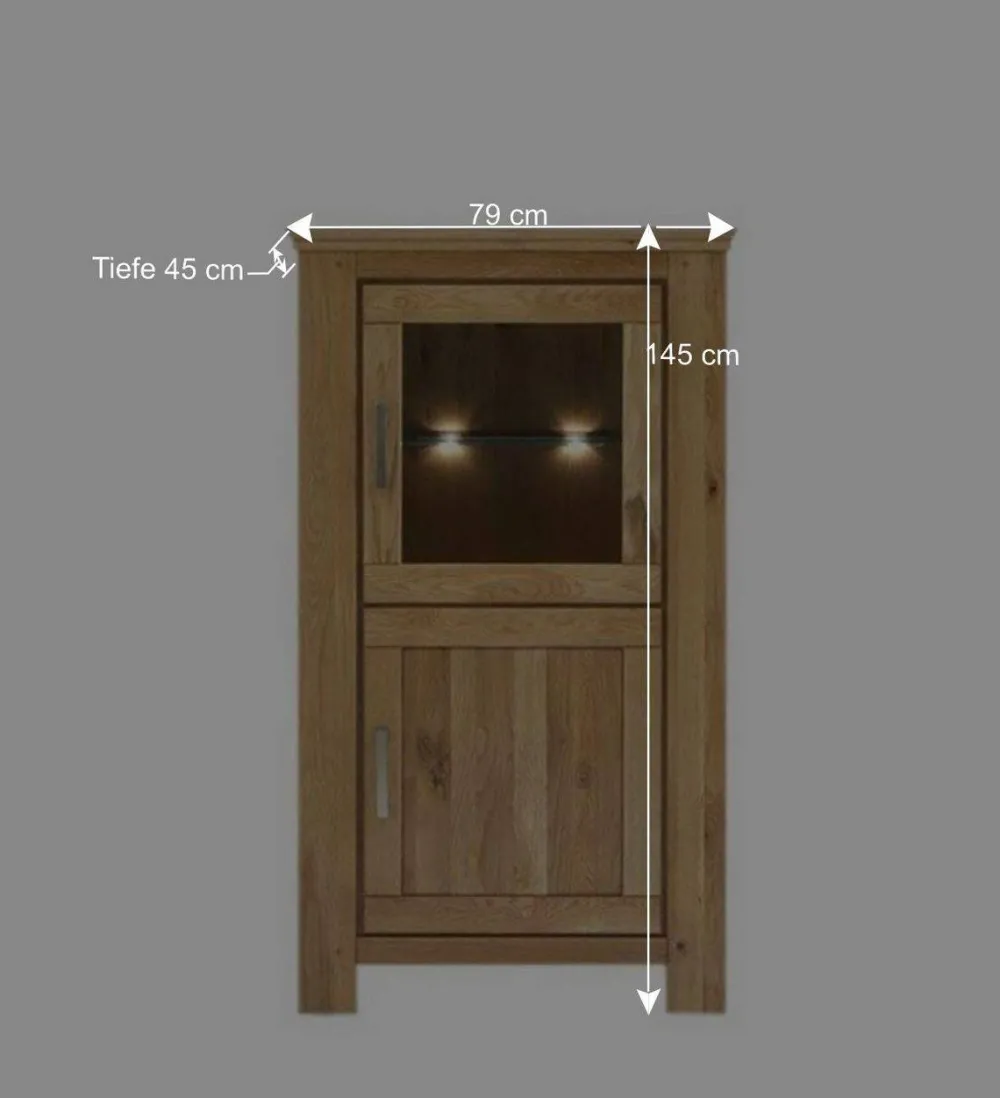 Wohnen Vitrinen|Wohnzimmer-Vitrinen*Massivholz Vitrine Ladressa aus Wildeiche geölt