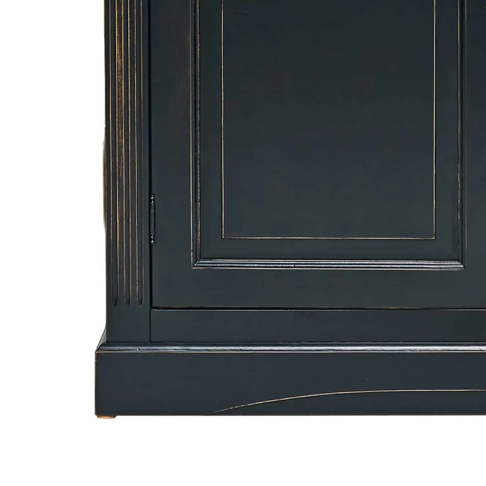 Wohnen Massivholz Vitrine Zanyorita in Schwarz