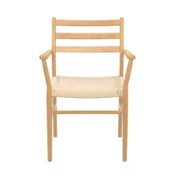 Wohnen Massivholz-Armlehnenstuhl mit Geflechtsitz - Asko