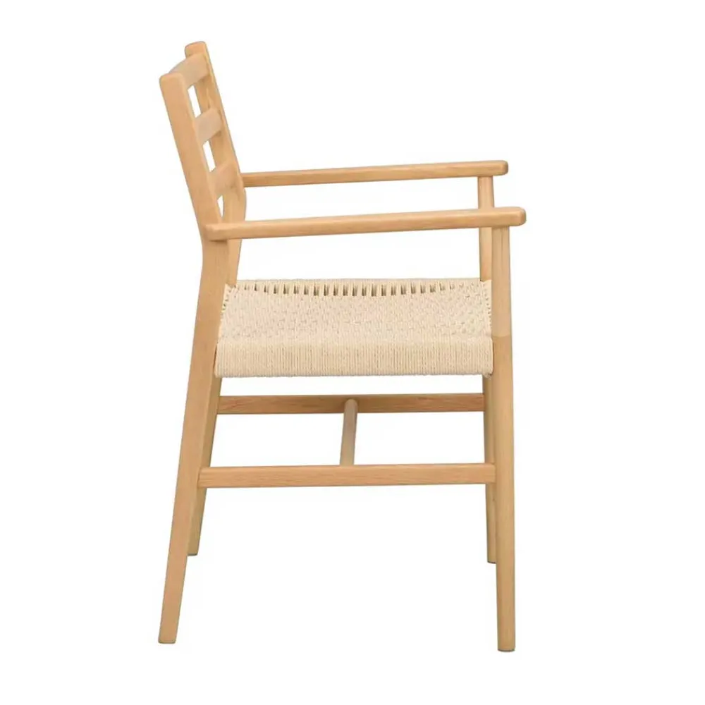 Wohnen Massivholz-Armlehnenstuhl mit Geflechtsitz - Asko