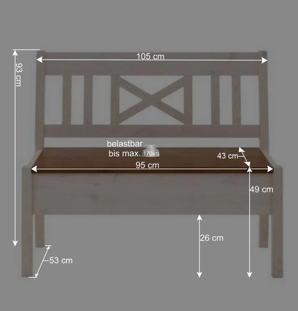 Wohnen Massivholzbank Barlad in Weiß Bernsteinfarben