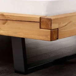 Wohnen Massivholzbett mit Kissenoptik Kopfteil - Kalastania