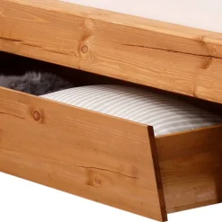 Wohnen Massivholzbett mit Kissenoptik Kopfteil - Kalastania