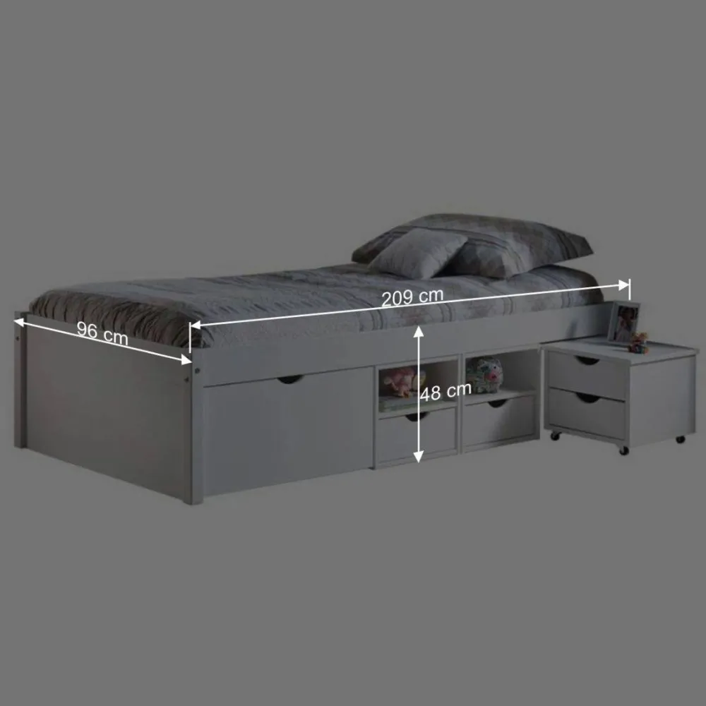 Kinder Wohnen Massivholzbett Pradisio mit Stauraum