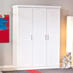 Wohnen Massivholz-Kleiderschrank Nabrosia in Weiß