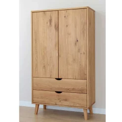 Wohnen Massivholz-Kleiderschrank mit zwei Schubladen - Fabijola