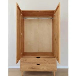 Wohnen Massivholz-Kleiderschrank mit zwei Schubladen - Fabijola