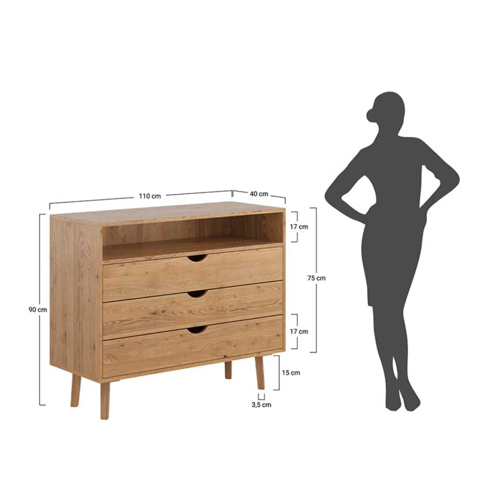 Wohnen Küchenschränke|Flurkommoden*Massivholz-Kommode mit Fach und drei Schubladen - Fabijola