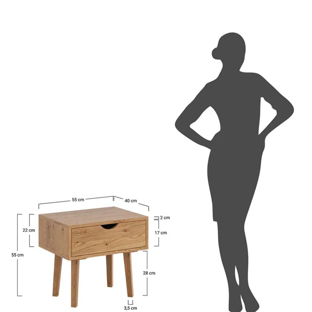 Wohnen Nachttische*Massivholz-Nachtkommode mit Schublade - Fabijola