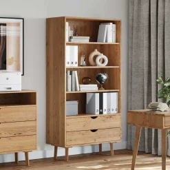 Wohnen Massivholz-Regal mit zwei Schubladen - Fabijola