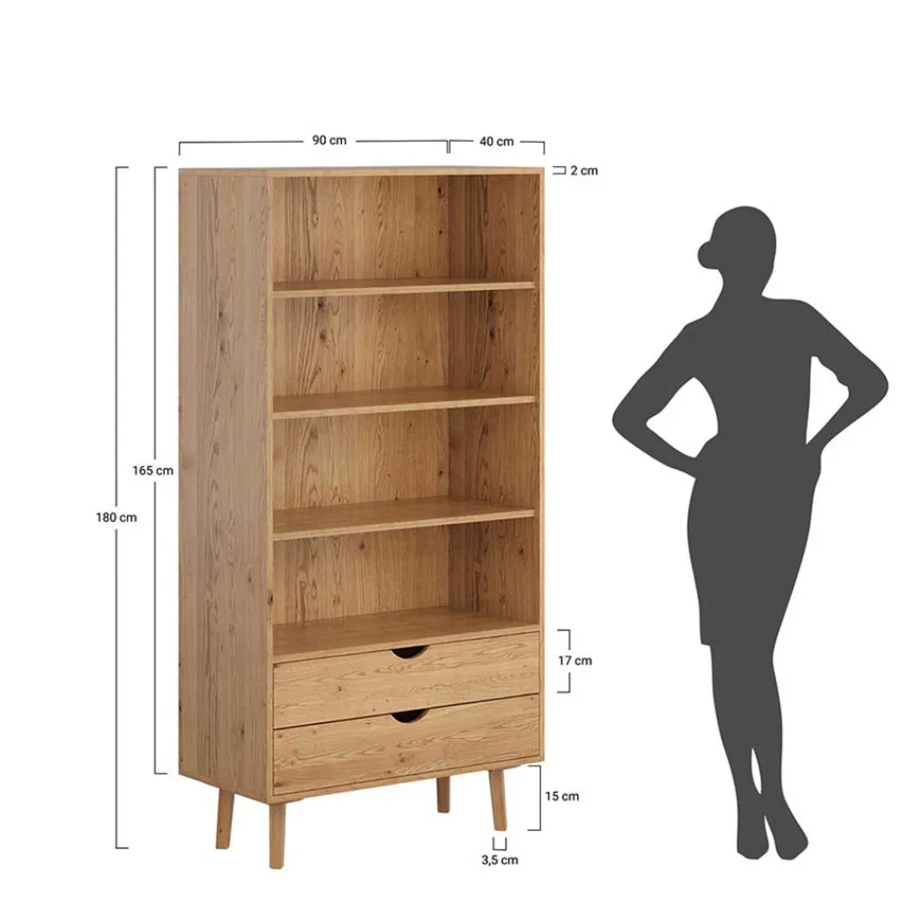 Wohnen Massivholz-Regal mit zwei Schubladen - Fabijola