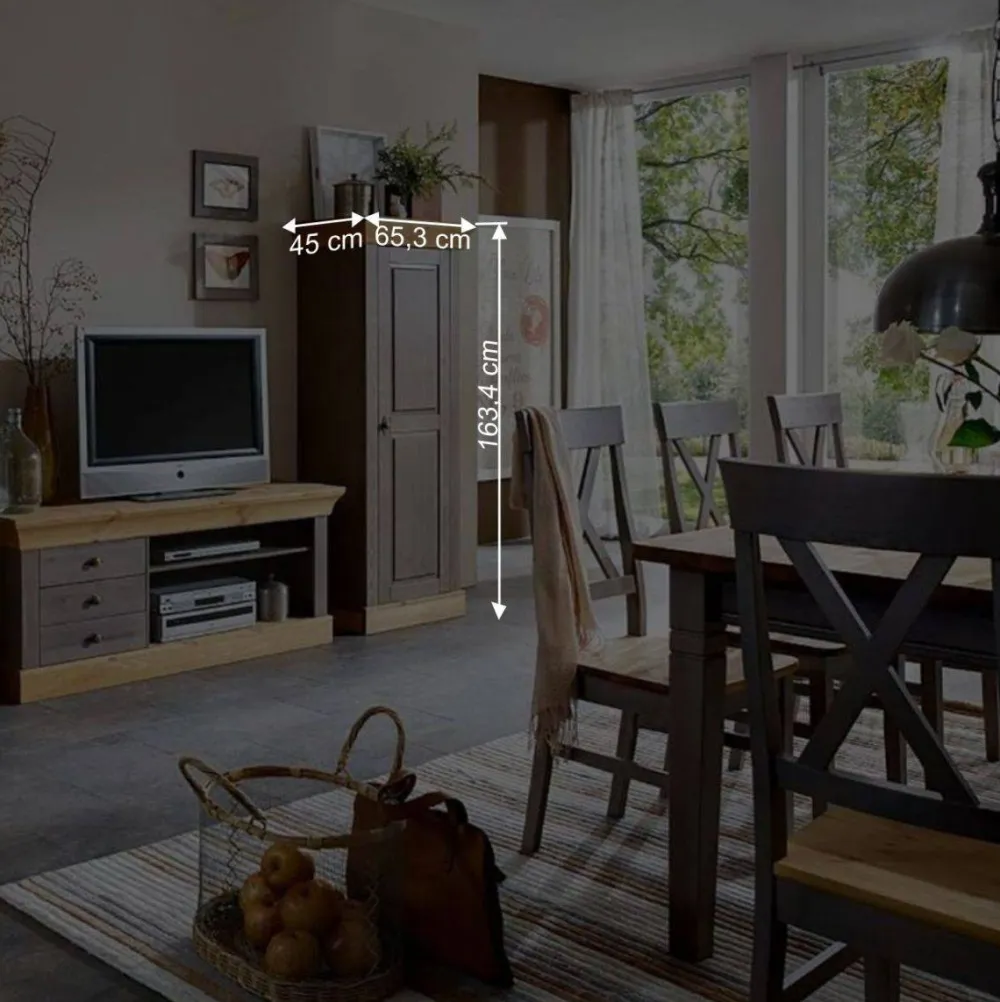 Wohnen Massivholzschrank Cempino in Grau