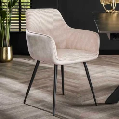 Wohnen Küchenstühle|Stühle*Materialmix Polsterstuhl in Creme - Garfio (2er Set)