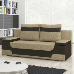 Wohnen Schlafsofas*Material-Mix-Schlafsofa in Beige und Braun - Swan