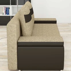 Wohnen Schlafsofas*Material-Mix-Schlafsofa in Beige und Braun - Swan