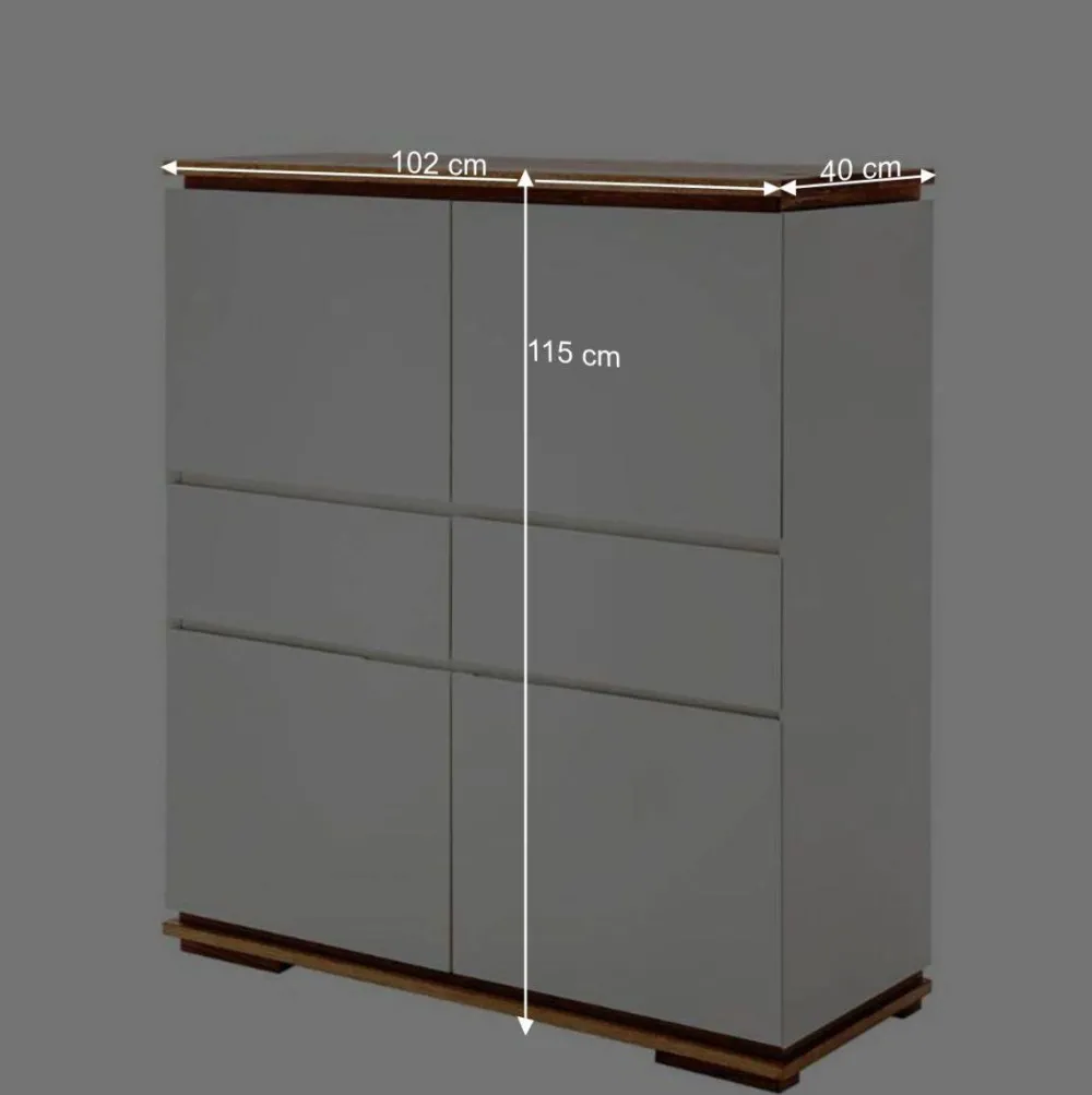 Wohnen Mattweißes Highboard mit Asteiche massiv - Vangels