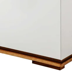 Wohnen Mattweißes Highboard mit Asteiche massiv - Vangels