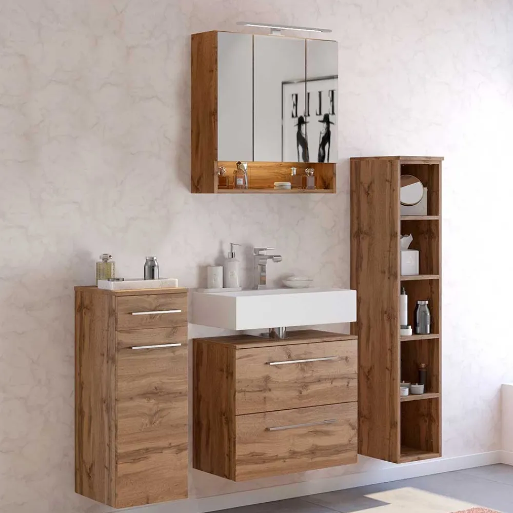Wohnen Möbel fürs Badezimmer in Wildeiche - Lemnas (vierteilig)