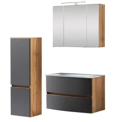 Wohnen Glasmöbel|Badezimmer Komplett*Möbel fürs Badezimmer zweifarbig - Larutta (dreiteilig)