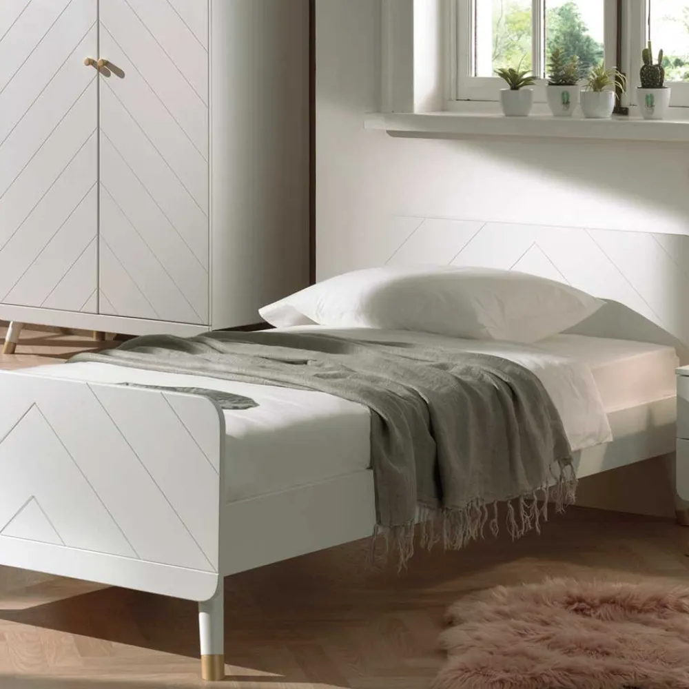 Wohnen Schlafzimmer Komplett*Möbel Jugendzimmer in Weiß - Zimventa (dreiteilig)