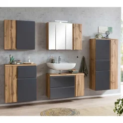 Wohnen Glasmöbel*Möbel Kombination fürs Bad zweifarbig - Jambi (fünfteilig)