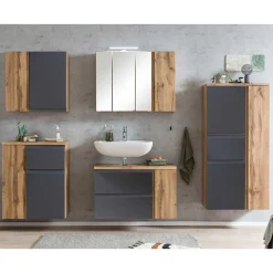 Wohnen Glasmöbel*Möbel Kombination fürs Bad zweifarbig - Jambi (fünfteilig)