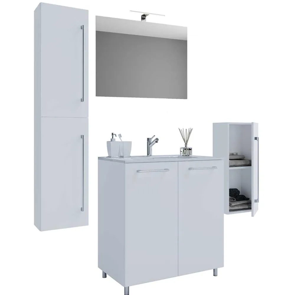 Wohnen Badezimmer Komplett*Möbelset fürs Bad in Weiß - Ipsum (vierteilig)