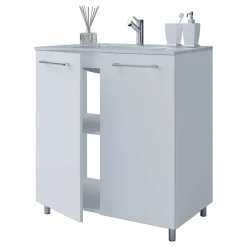 Wohnen Badezimmer Komplett*Möbelset fürs Bad in Weiß - Ipsum (vierteilig)