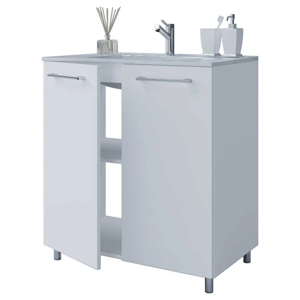 Wohnen Badezimmer Komplett*Möbelset fürs Bad in Weiß - Ipsum (vierteilig)