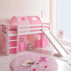 Kinder Wohnen Mädchen Hochbett Rene mit Rutsche