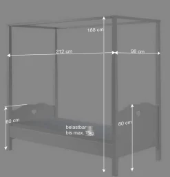 Kinder Wohnen Mädchen Kinderbett Grandory mit Himmel