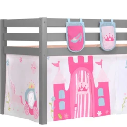 Wohnen Jugendbetten|Kinderbetten*Mädchen-Hochbett in Grau mit Prinzessin Vorhang - Gabor