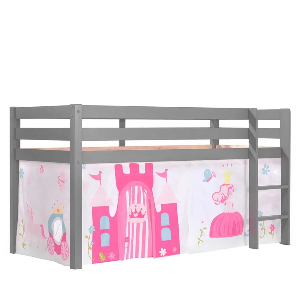 Kinder Wohnen Mädchenhochbett mit Vorhang Prinzessin und Schloss - Casa