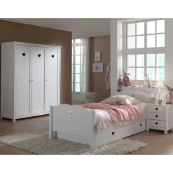 Wohnen Jugendzimmer Komplett|Kindermöbel*Mädchenzimmer Grandory mit Herzchen (vierteilig)