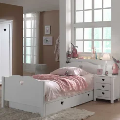 Wohnen Jugendzimmer Komplett|Kindermöbel*Mädchenzimmer Grandory mit Herzchen (vierteilig)