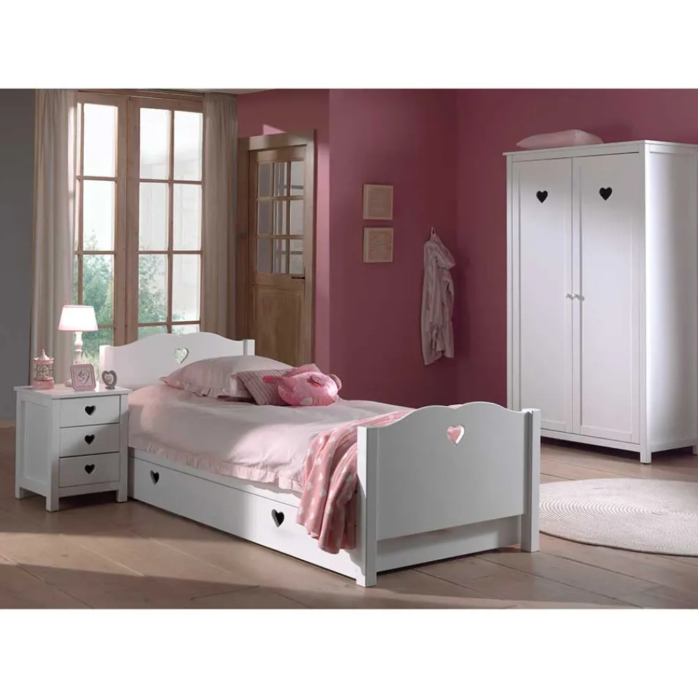 Wohnen Jugendzimmer Komplett*Mädchenzimmer Möbel Set Grandory in Weiß (vierteilig)