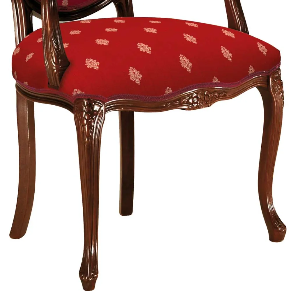 Wohnen Medaillonstuhl mit Armlehnen in Nussbaum & Rot - Adagiona